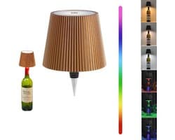 Draadloze wijnfleslamp met RGB-modus en 3-kleuren LED-verlichting, aanraakgevoelige tafellamp (goud)