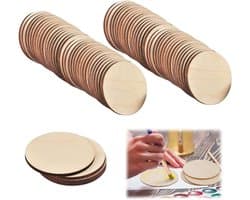 Houten Munten voor Creatieve Projecten - Set van 100 Onbewerkte Circles van 1,5 x 0,3 cm, Ideaal voor Knutselen, DIY en Decoratie