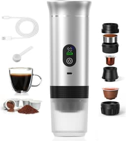 Premium Draagbare Koffiemachine met Verwarming – Oplaadbare Espresso Maker USB-C – Geschikt voor Capsules & Gemalen Koffie – Compact & Krachtig voor Reizen, Auto & Outdoor — thumbnail 1