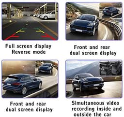 Dashcam voor en achter, Full HD nachtzicht 3-dashcam in de auto, DVR 3-camera nachtzicht 4-inch scherm autorecorder rijvideorecorder — thumbnail 5