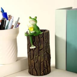 Grappige Drinkende Kikker Bloempot Decoratie, Miniatuur Kikkerbeeldjes Bloempot Knuffeldier Buiten Schattig Dierfiguur Ornament voor Tuin Gazon Huis Hek Balkon Terras Decoratie — thumbnail 5