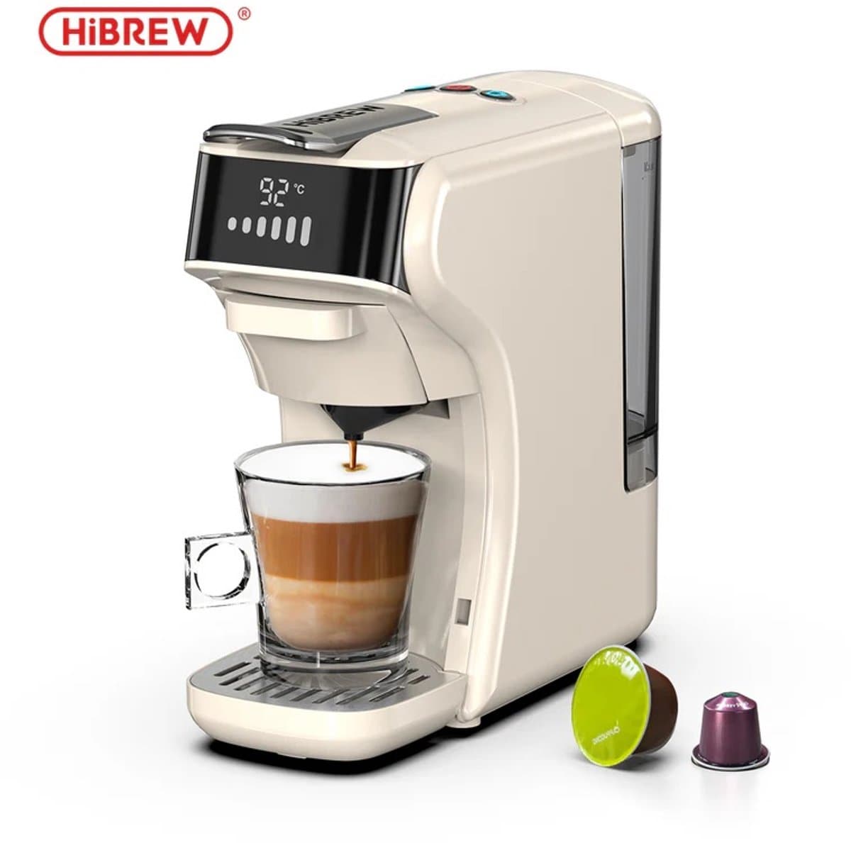 HiBREW H1B - 6 in 1 - Koffiemachine - Koffiezetapparaat - Multifunctioneel voor warm en koud - Kapsulekoffiezetapparaat - Voor Nespresso, Dolce Gusto, ESE & gemalen koffie - Beige — afbeelding 1