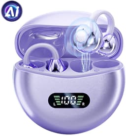 M79 - Open Ear Oortjes - Oortjes Draadloos - Sport Oordopjes - AI vertaalfunctie - 5.4 Bluetooth - Clip On - 16 uur - Spatwaterdicht - IPX5 - Oorclips - Voor sport en kantoor - Paars — thumbnail 1