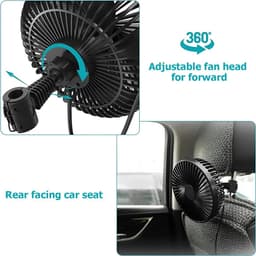 Smoakez - Koelventilator - Auto ventilator - Draagbaar en stil - Zwart - 3 snelheden - Verstelbaar en eenvoudig te gebruiken - Geschikt voor auto e... — thumbnail 4