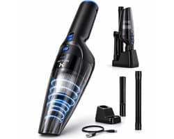 Hiton Kruimeldief snoerloos - Handstofzuiger - Auto stofzuiger - Kruimelzuiger - Oplaadstation - Zwart - 3 opzetstukken