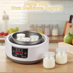 Yoghurtmaker met Temperatuurregeling – Incl. 5 Glazen Potjes 100ml – Voor Griekse & Vegan Yoghurt – Ook voor Natto — thumbnail 2