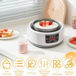 Yoghurtmaker met Temperatuurregeling – Incl. 5 Glazen Potjes 100ml – Voor Griekse & Vegan Yoghurt – Ook voor Natto — thumbnail 5