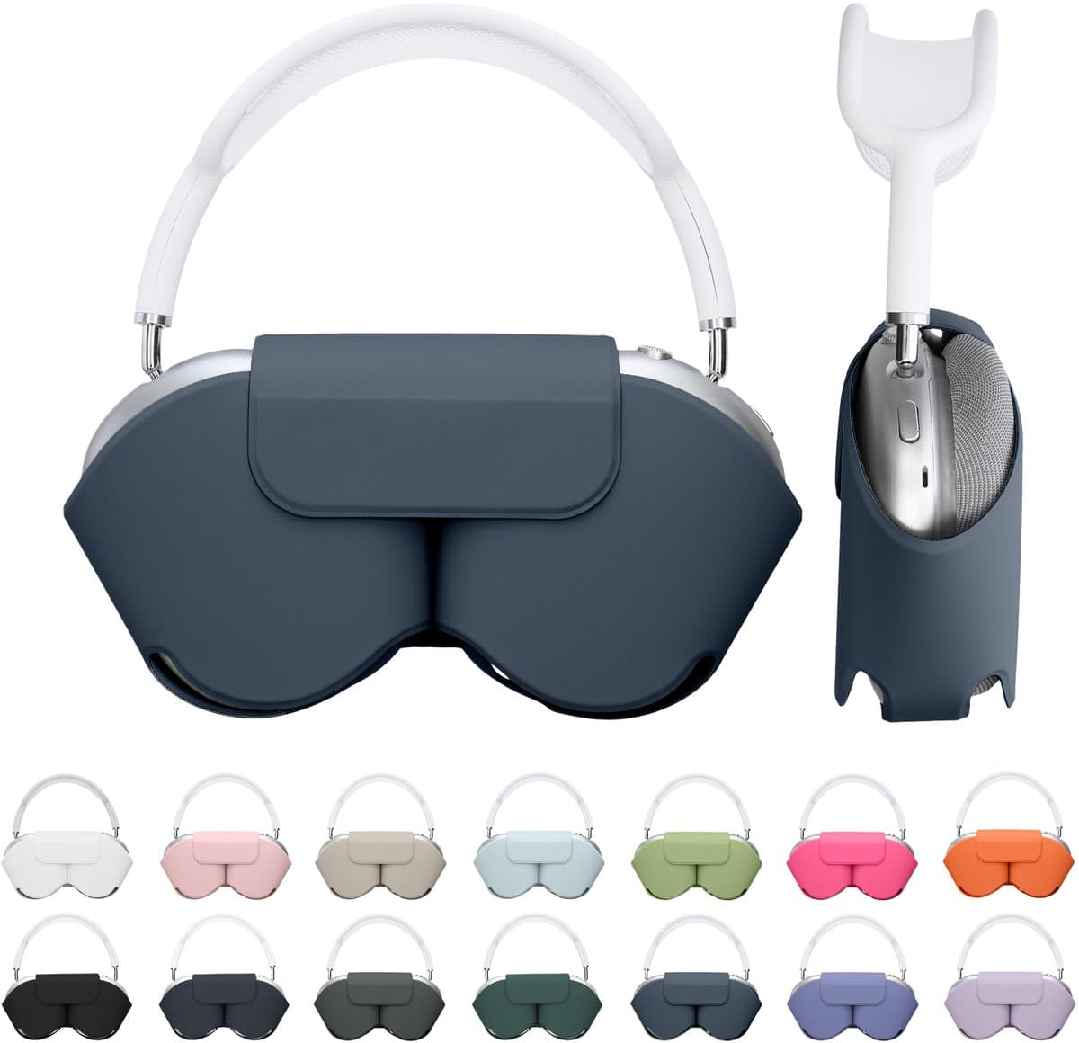 kwmobile cover voor over-ear koptelefoon - Compatibel met Apple AirPods Max / AirPods Max 2 - Van polyester - In vintage blauw — afbeelding 1