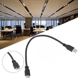 USB 3.0 Kabel - Datakoord - Externe Schijf - Snelle Gegevens - 31 x 2 x 1 cm - Zwart — thumbnail 2