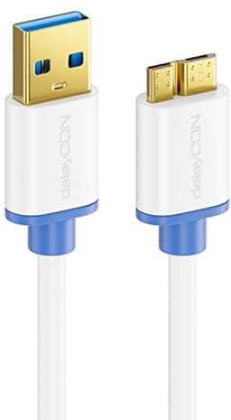 deleyCON 1,5m Micro USB 3.0 Datakabel tot 5 Gbit/s Oplaadkabel voor Mobiele Telefoon Smartphone Tablet Externe Harde Schijven - USB A Male naar Micro B Male Wit — thumbnail 4