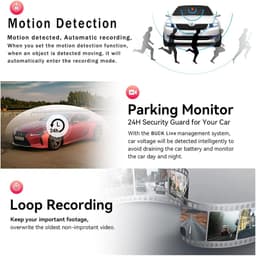 Auto DVR Recorder - Dashcam Voertuig - Verkeersveiligheid Monitoren - 3 Kanalen Opname - 1080P - Zwart — thumbnail 4