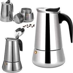 Cafetière mokapot van roestvrij staal, 6 kopjes, geschikt voor alle warmtebronnen, 300 ml — thumbnail 1