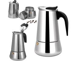 Cafetière mokapot van roestvrij staal, 6 kopjes, geschikt voor alle warmtebronnen, 300 ml