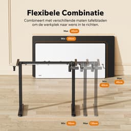 SENSE7 NOJO Light - Elektrisch Bureauframe - Verstelbaar 72-118cm - Geheugen 70kg Belasting - Zit Sta Bureau Zwart — thumbnail 2