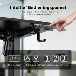 SENSE7 NOJO Light - Elektrisch Bureauframe - Verstelbaar 72-118cm - Geheugen 70kg Belasting - Zit Sta Bureau Zwart — thumbnail 3