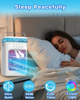 Draagbare airconditioner met ventilator - Mini verdampingsairconditioner - Beschikt over 3 windsnelheden en 2 nevelstanden - Geschikt voor slaapkamers, kantoren, woningen en campings - Wit - 178*147*295 mm — thumbnail 3