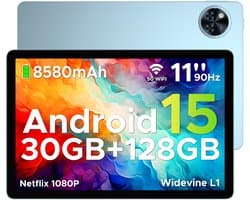 DOOGEE U11 Pro - Tablet - Tablets - 30GB RAM + 256GB ROM(2TB/TF) - 8580 mAh - 11 Inch 1080P 90 Hz - Dubbele luidspreker - T7200 Octa Core - 13MP Camera - 5G WIFI - Face ID - 7.9 mm Metallic Body - Blauw