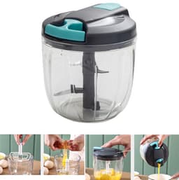 Handmatige voedselhakker-Groentesnijder -Handmatige draadgroentehakker Uiensnijder voor Groenten + vervangbare mesjes Fruit- 900 ml inhoud — thumbnail 4