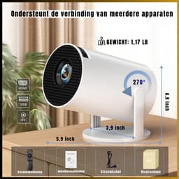 YOR® Draagbare beamer - Beamer - Projector - Mini Beamer - Wit - ‎ 17cm x 12cm x 13cm; 680 g — thumbnail 2