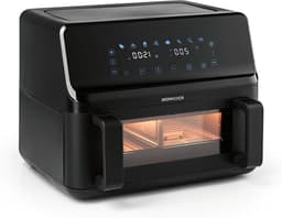 Dubbele Kamer Airfryer - Heteluchtfriteuse Airfryer met Scheidingswand - Gerechten Bereiden - Dubbele Zone Functie - 9 Liter - Zwart — thumbnail 1