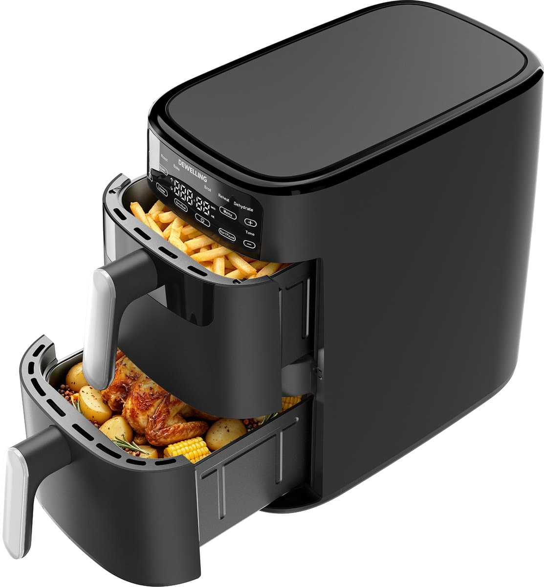 AIMASON ADS5353A Vertical Dual Zone Airfryer - 10L XXL Digitale Heteluchtfriteuse met 2 onafhankelijke manden - 2700W Snelle verwarming - 6 programma's - 30-230°C - Ruimtebesparend ontwerp - Receptenbook — afbeelding 1