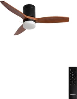 CREATE - Plafondventilator 40W silent Ø132 cm - Met Verlichting drie temperaturen - Met Afstandsbediening - 6 Snelheden - Timer - Zomer/Winter functie - Zwart - WIND CALM — thumbnail 1