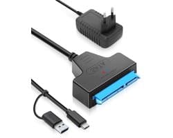 SATA naar USB 3.0 Adapter voor 2.5"/3.5" HDD/SSD met 12V 2A Voeding, Geschikt voor Mac OS, Windows en Linux, Externe Hardeschijf Verbinding