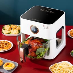 Airfryer - Friteuse Elektrische Friteuse - Gezond Koken - Visueel Frituurmandje - 5 Liter - Wit — thumbnail 3