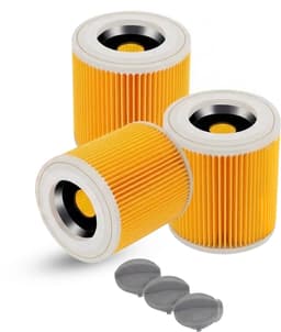 Tops Filterset 3x voor Kärcher WD1, WD2, WD3 & A-Series - Met Sluitschroeven – Nat & Droog Stofzuigerfilter – Tegen Fijnstof en Geuren — thumbnail 1