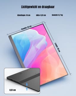DnA® Professionele Portable Monitor - Draagbare Monitor - Portable Monitor voor Laptop - USB-C & HDMI - 15.6 Inch Full HD IPS - Zwart - 41cm x 27cm x 6cm — thumbnail 2