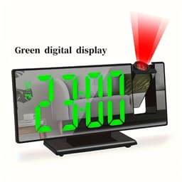 Projectie Wekker met 180° Rotatie – LED Alarmklok met Projector – USB Digitale Wekker met Temperatuur & 24u Modus – Voor Slaapkamer — thumbnail 1