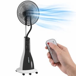 TEKROA® 2-in-1 Ventilator met Nevel - Mistventilator 3L Waterreservoir - 3 Snelheden & 3 Modi - 75° Roterend - Zwart/Wit — thumbnail 1