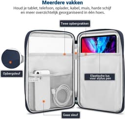 Universele Bescherm Hoes - Compatibel met iPad / Tablet / E-reader tot 11 Inch - Polyester Sleeve - iPad / Tablet Tas - Blauw — thumbnail 4