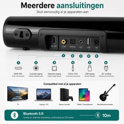 Mini soundbar, gaming soundbar met ingebouwde subwoofer surround sound, draadloze 5.0 Bluetooth-apparaatstreaming, GROTE afstandsbediening — thumbnail 4