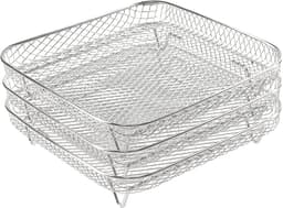 Airfryer Rek - 3-Pack- Stapelbare Roestvrijstalen Airfryer Mandjes – 3-Laags Koelrek voor Oven – Rechthoekige Airfryer Accessoires - 20*20*4cm — thumbnail 1