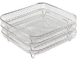 Airfryer Rek - 3-Pack- Stapelbare Roestvrijstalen Airfryer Mandjes – 3-Laags Koelrek voor Oven – Rechthoekige Airfryer Accessoires - 20*20*4cm