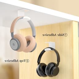 Hoofdhanger voor Hoofdtelefoon - Plakhaak voor Muur of Onder Bureau met Sterke 3M Lijm, Universele Houder voor Gaming Headsets tot 1 kg, Wit — thumbnail 3