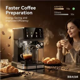 LUMÈ STORE Espressomachine 20 Bar – Koffiemachines – Koffiezetapparaat – Touchscreen – Latte Cappuccino – Zelfreinigend – Zwart — thumbnail 4