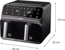 Heteluchtfriteuse Dubbel - Airfryer Dubbele Container - Gezond Koken - Onafhankelijke Containers - 8 Liter - Zwart — thumbnail 5