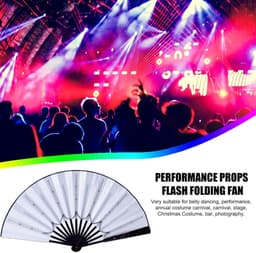 LED Ventilator - Opvouwbaar Handstuk - Feestelijke Sfeer - Lichtgevend Ontwerp - 33 cm - Wit — thumbnail 5