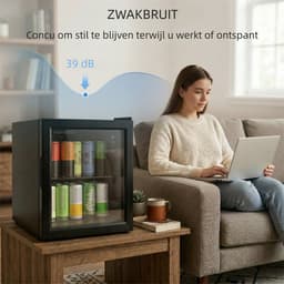 46L Drankenkoelkast- Zwart Glazen Deur T - ouchbediening 0-20°C Instelbaar - LED Verlichting Stille 39dB Vrijstaand Mini Koelkast - voor Slaapkamer Kantoor Studentenkamer Hotel — thumbnail 5