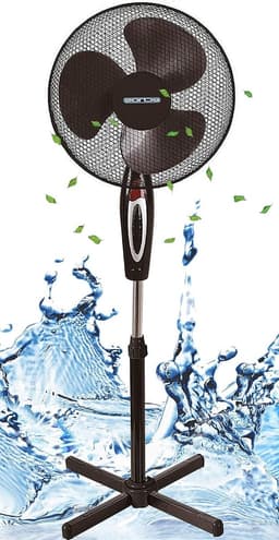 Ventilator Staand - Vloerventilator Air Cooler - Zomerse Koelte - Stil Nachtlampje - 41 cm Diameter - Zwart — thumbnail 1