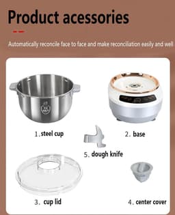 Roestvrijstalen Deegmaker - Professionele Mixer - Deeg Kneden - Fermentatiefunctie - 5L Capaciteit - Grijs — thumbnail 5