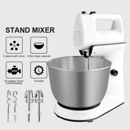 Standmixer 300W - Keukenmachine deeg - Bakken en koken - Kantelkop ontwerp - 4 liter kom - Wit — thumbnail 4