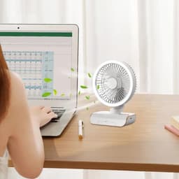 Circulating Fan - Remote Control Wall Fan | Rocks Left & Right, 5 Wind Speeds, 2 Speed Lights for Bedside Table, Shelf, Living Room — thumbnail 4