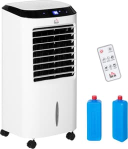 Mobiele Airco -Mobiele Luchtkoeler 10 L - Verdampingskoeler - 4 Functies - Led Display - Afstandsbediening - Voor Slaapkamer En Woonkamer - 38,2x31,6x76 cm - 60 W - Wit — thumbnail 1