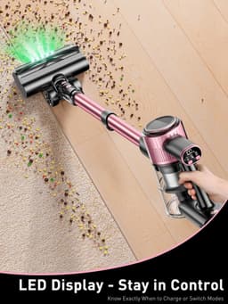 Hutjemutje - steelstofzuiger - draadloze stofzuiger - vacuum cleaner - zonder zak - 500W - krachtig - ideaal voor huisdierenharen & alle vloertypes - roze — thumbnail 4