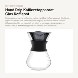 Dailygoods- Koffiezetapparaat 400ml - Hand Drip Koffiezetapparaat - Glas - Roestvrij Staal Filter - Zwart/Transparant - Compact 10x11,5x15cm — thumbnail 5