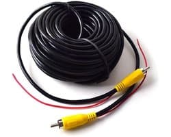 15 meter lange videoverlengkabel met RCA-stekker en lotusconnector, geschikt als kabel voor achteruitrijdetectie in de auto (rood).
