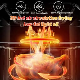 Heteluchtfriteuse Dubbele Kamer - Airfryer Dual Zone - Gezond Koken - Twee Gerechten Tegelijk - 8 Liter - Zwart — thumbnail 2